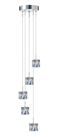 Ice cube 5 light long pendant by Searchlight