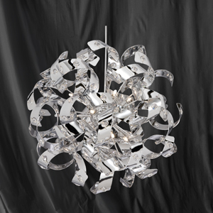 Curls 6-light pendant chrome metal