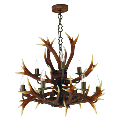 Antler 9 Light Ceiling Pendant Light Brown