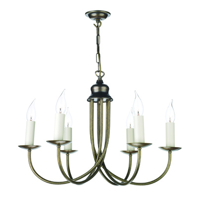 Bermuda 6 Light Ceiling Pendant Light Aged Brass