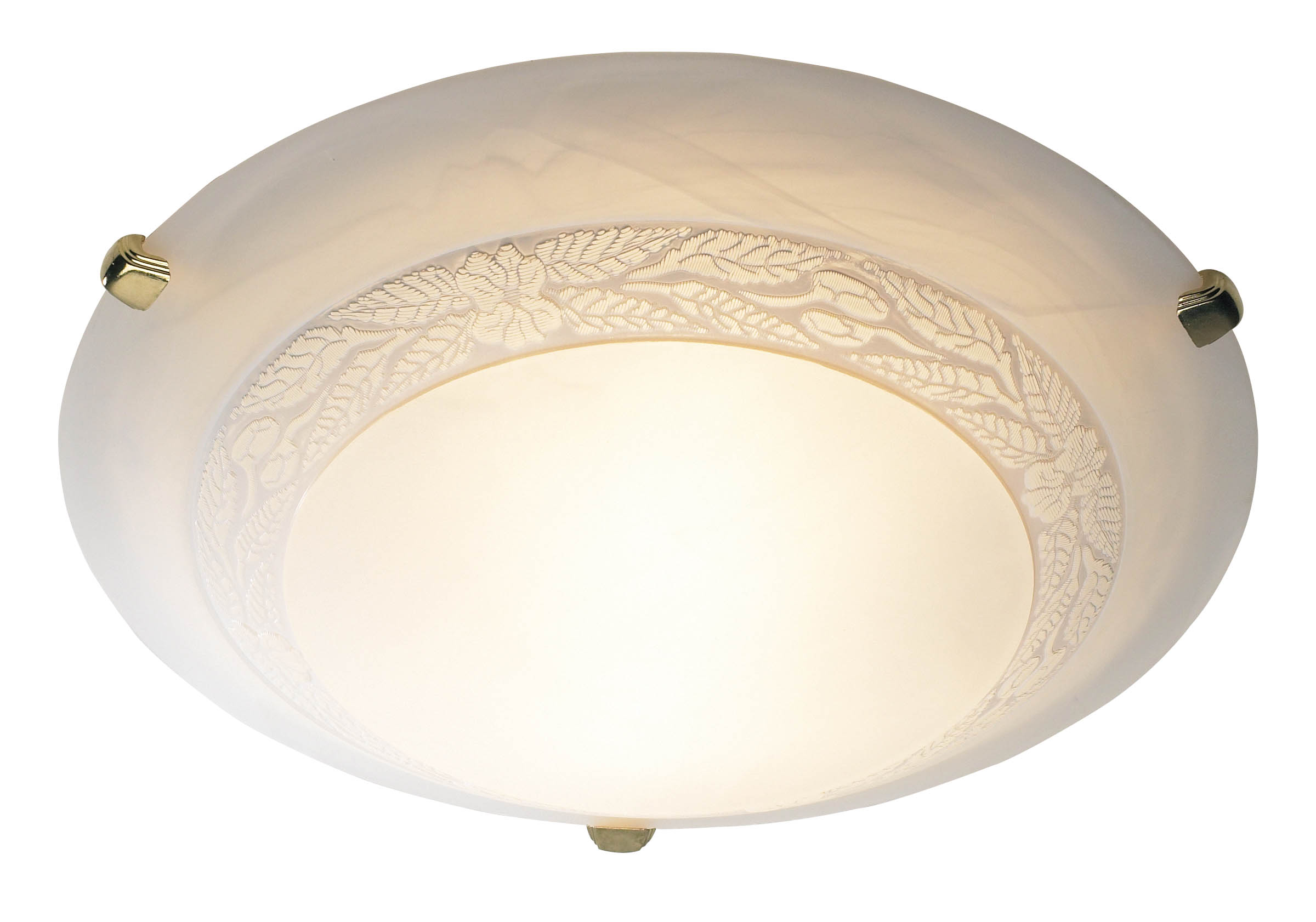 Damask 1 Light Brass Glass Flush Light