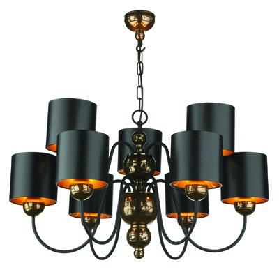 Garbo 9lt Pendant Bronze With Black/Bronze Shade 