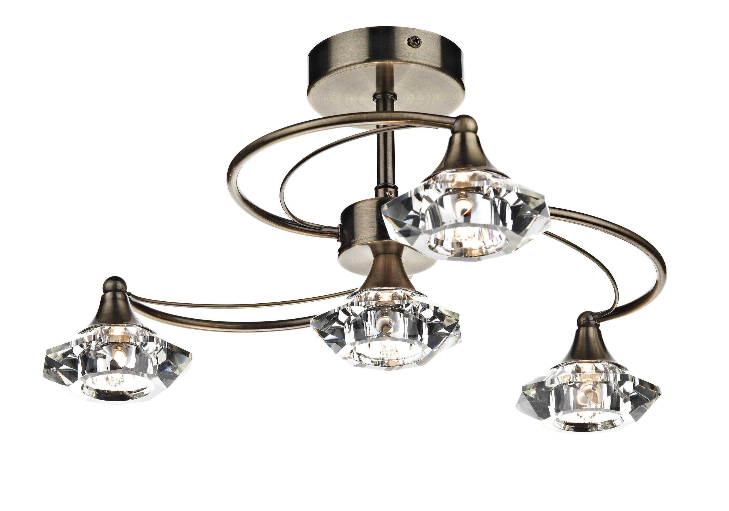 Luther 4 Light Antique Brass Semi Flush Light