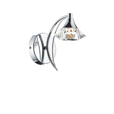 Luther 1 Light Crystal Wall Light Polished Chrome 