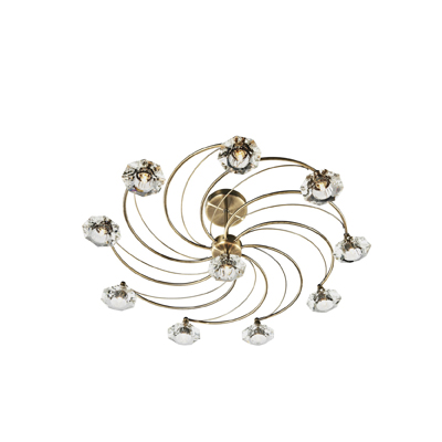 Luther 10 Light Crystal Ceiling Light Antique Brass