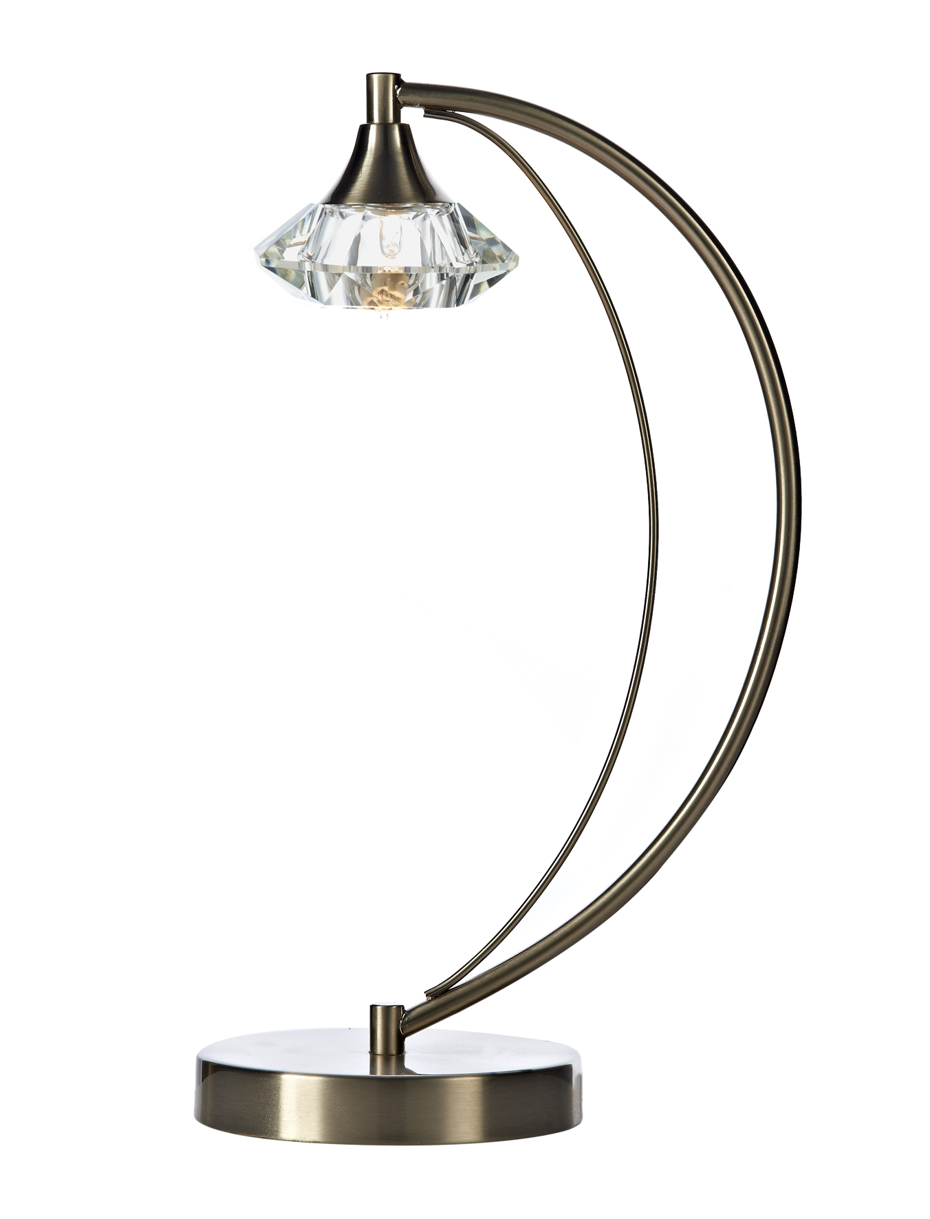 Luther 1 Light Table Lamp complete with Crystal Glass Satin Chrome