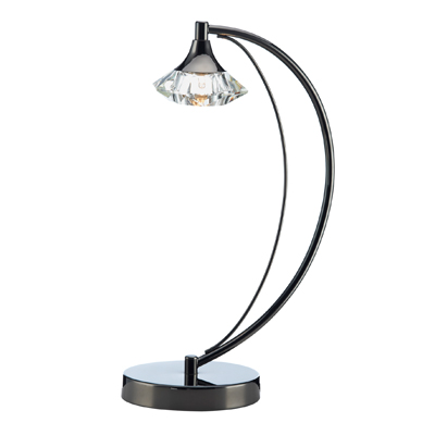 Luther 1 Light Crystal Table Lamp Black Chrome
