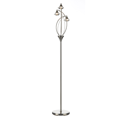 Luther 3 Light Crystal Floor Lamp Satin Chrome