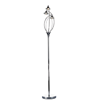 Luther 3 Light Crystal Floor Lamp Polished Chrome