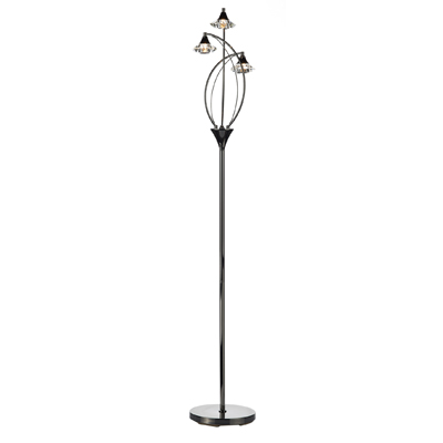 Luther 3 Light Crystal Floor Lamp Black Chrome