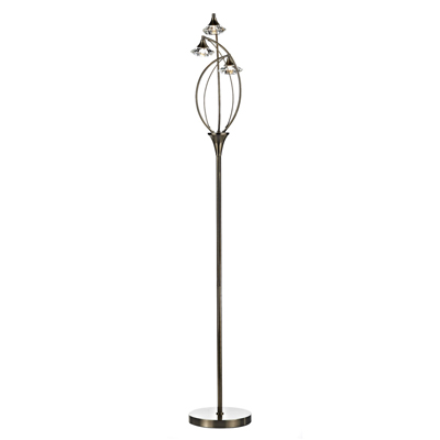 Luther 3 Light Crystal Floor Lamp Antique Brass