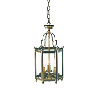 MOORGATE 3 light traditional ceiling light lantern dual mount antique brass finish