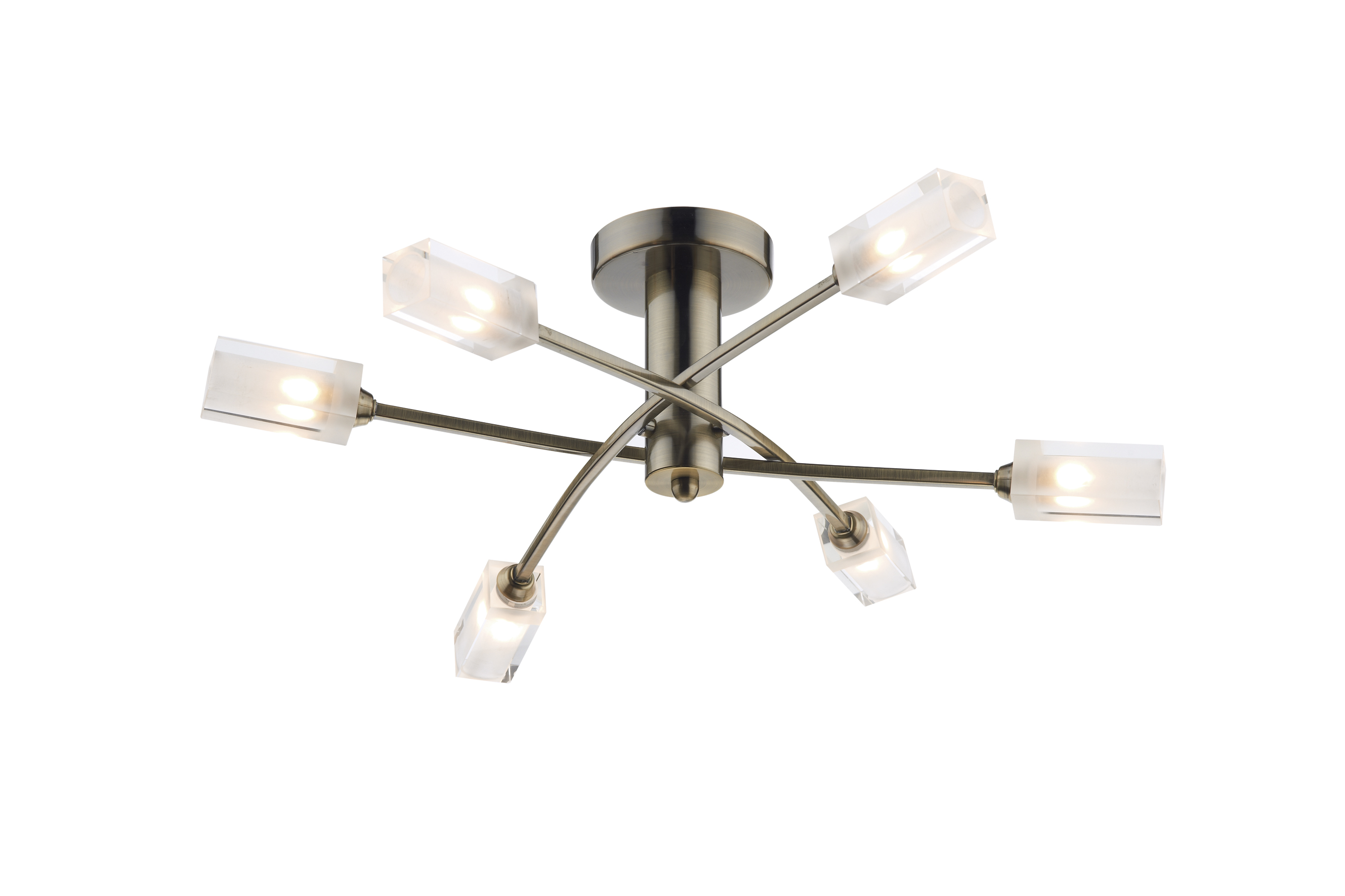 Morgan 6 Light Ceiling Light Antique Brass semi flush