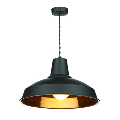 Reclamation 1 Light Pendant Black/Copper Inner