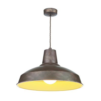 Reclamation 1lt Pendant Weathered Bronze With White Interior  