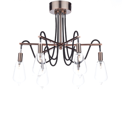 Scroll 6 Light Semi Flush Copper