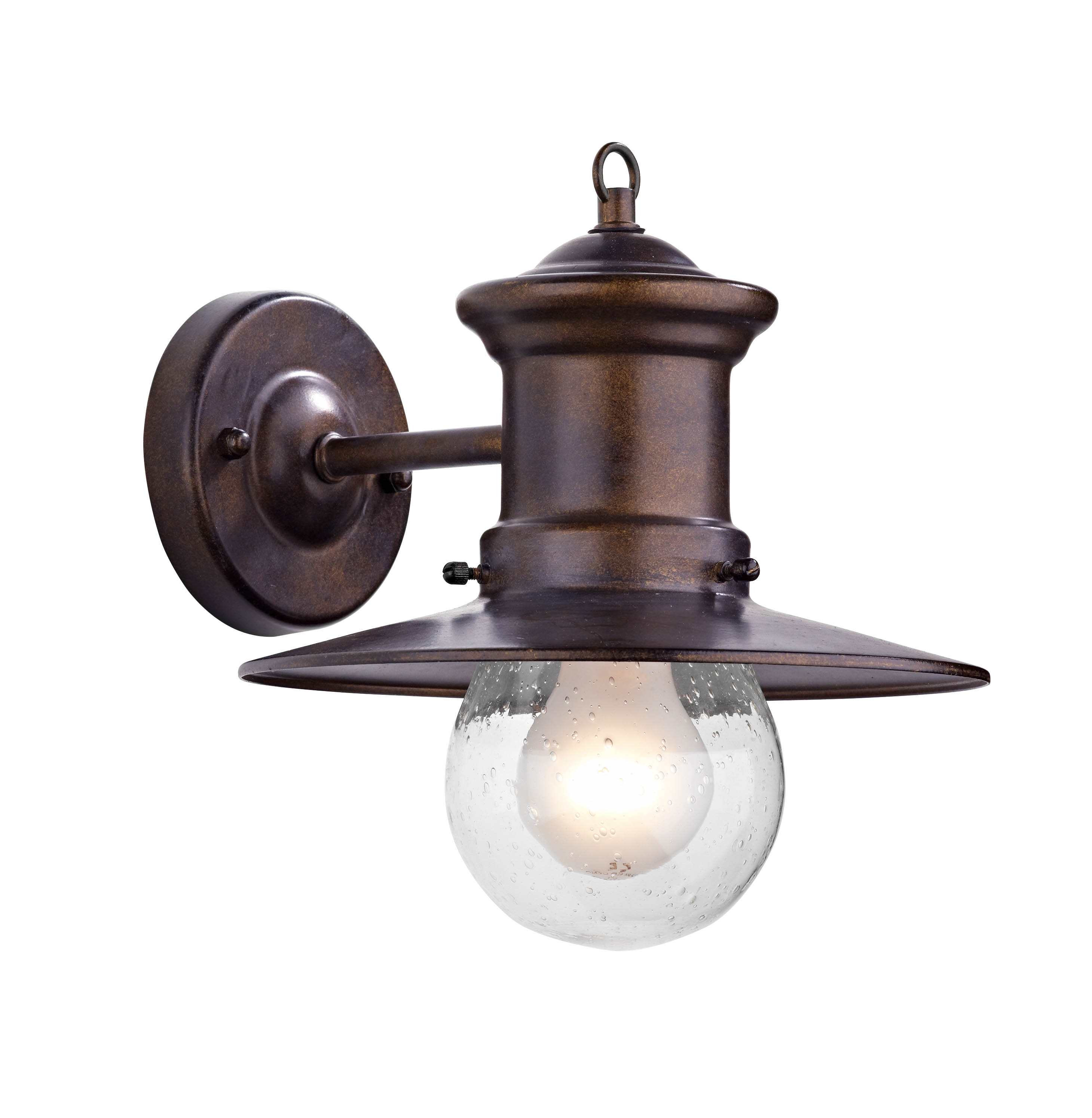 Sedgewick 1 light IP44 outdoor wall light seeded glass and bronze iron