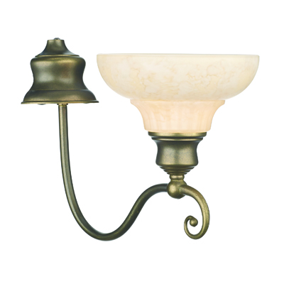 Stratford 1 Light Traditional Wall Light Aged Brass Finish Complete With Glass Shade