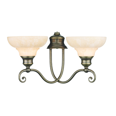 Stratford 2 Light Traditional Wall Light Aged Brass Finish Complete With Glass Shades