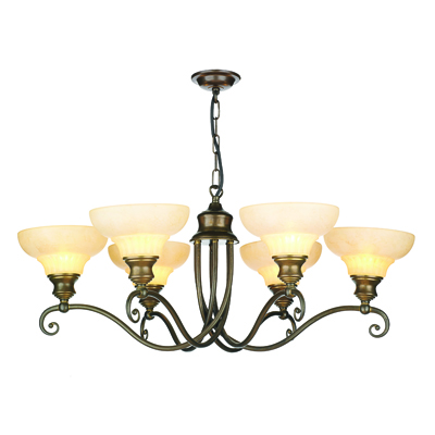 Stratford 6 Light Traditional Ceiling Light Aged Brass Finish Complete With Glass Shades