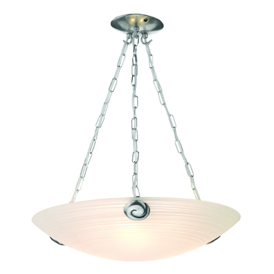 Swirl 3 light traditional ceiling pendant light with pewter finish