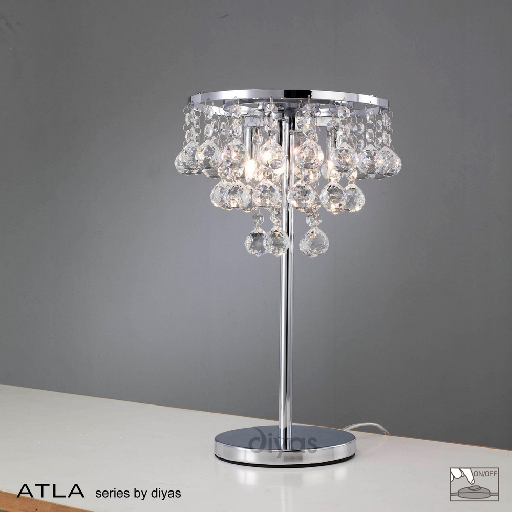 Atla 3 light table lamp in chrome