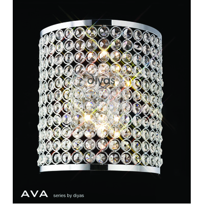 Ava Wall Lamp 2 Light Polished Chrome/Crystal Square