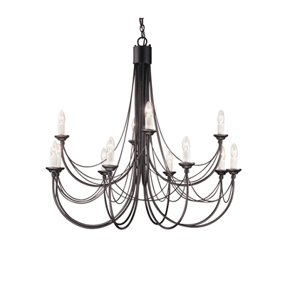 Carisbrooke 12Lt Chandelier Black 