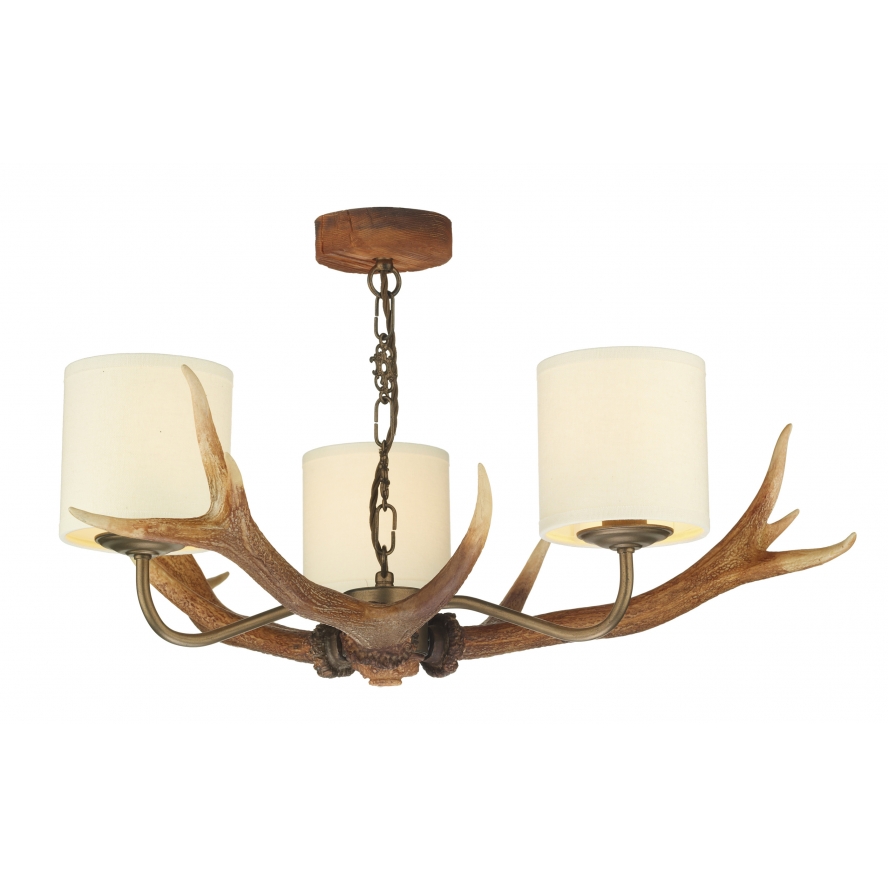 Antler 3 Light Ceiling Light Brown