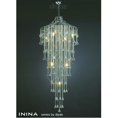 Inina Tall Pendant 7 Light Polished Chrome/Crystal