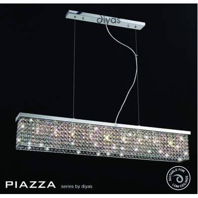 Piazza Pendant 9 Light Polished Chrome/Crystal