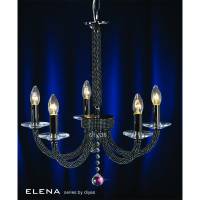 Elena Pendant 5 Light Black Chrome/Crystal